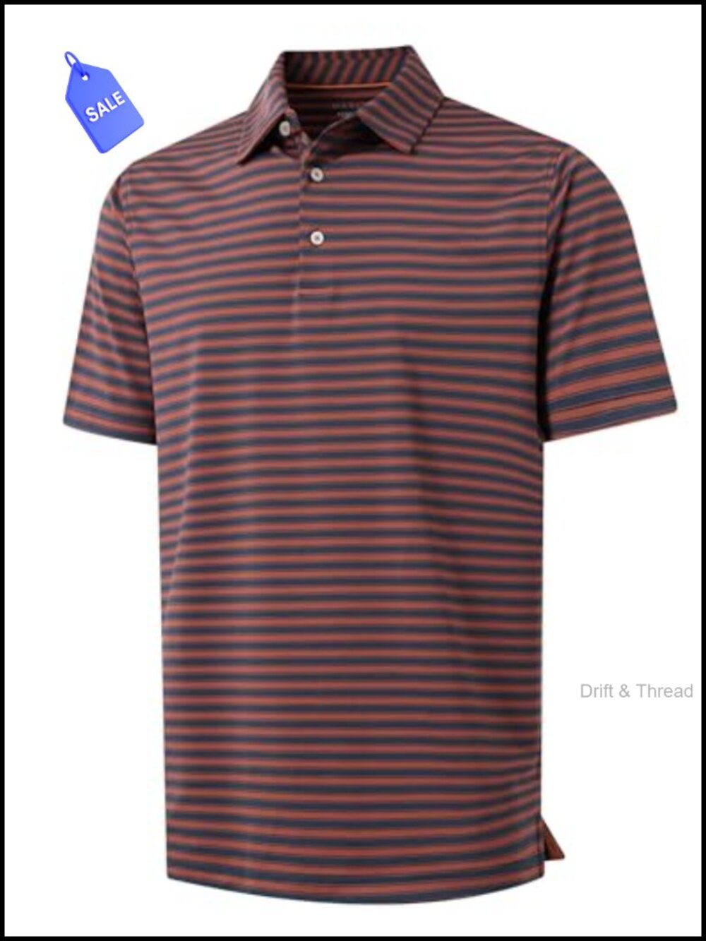 Men's Striped Golf Polo Shirt Short Sleeve Dry Fit Moisture Wicking